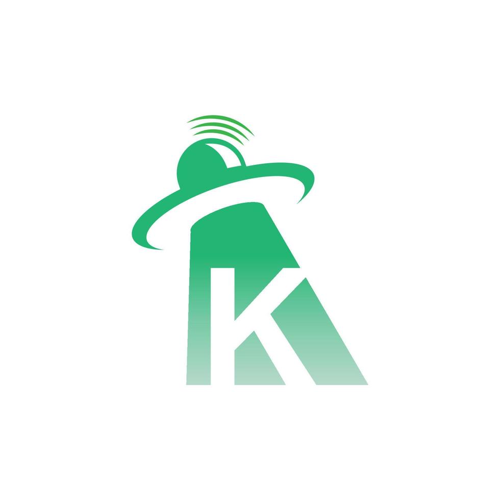 ilustración de diseño de icono de letra k de captura de ovni vector