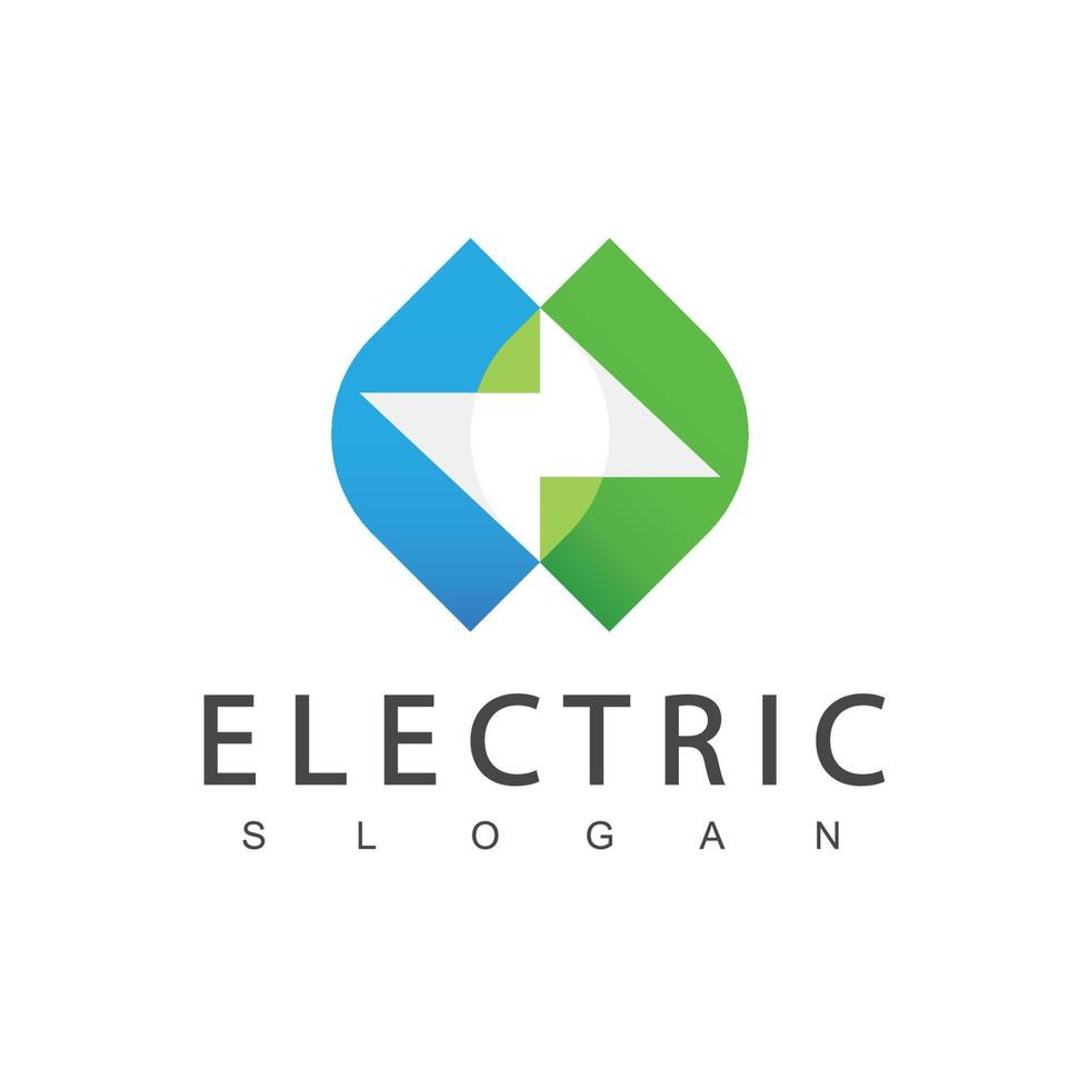 logotipo eléctrico concepto de energía verde usando el icono de perno y hoja vector