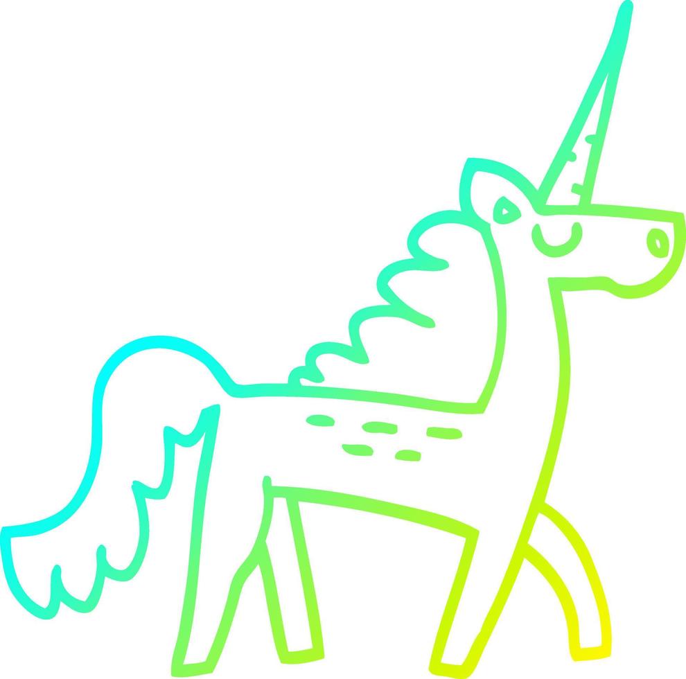 cold gradient line drawing cartoon mystical unicorn vector