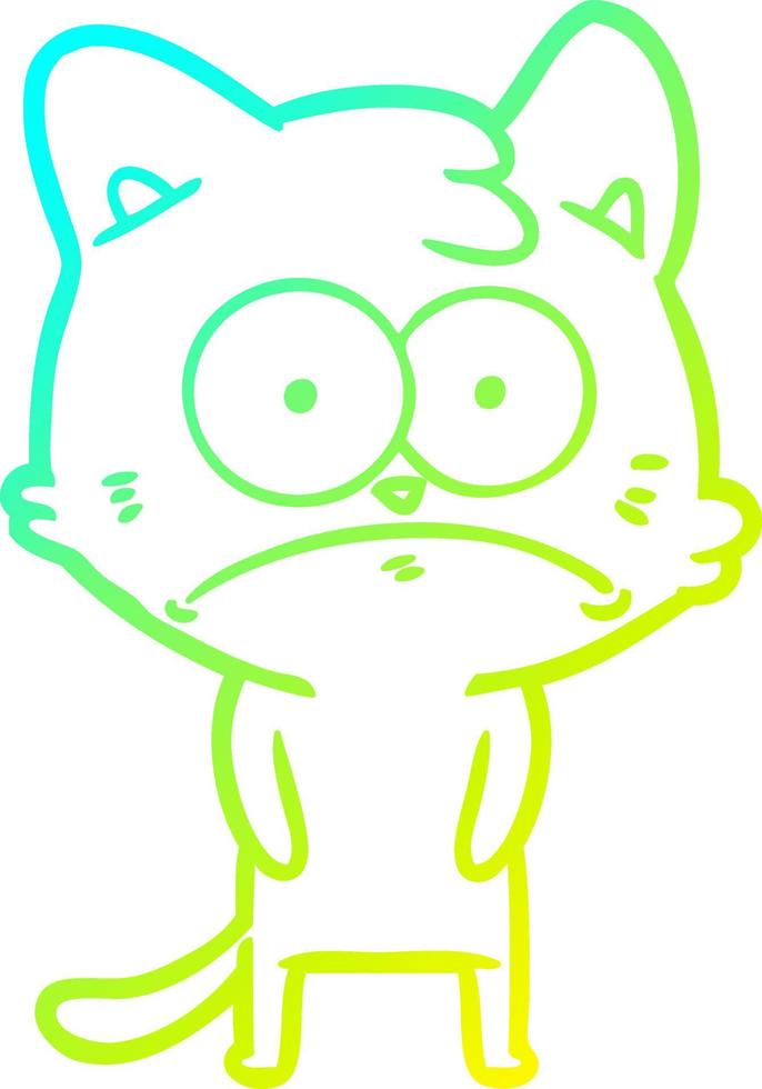 cold gradient line drawing cartoon nervous cat vector