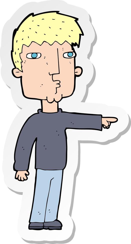 sticker of a cartoon pointing man vector