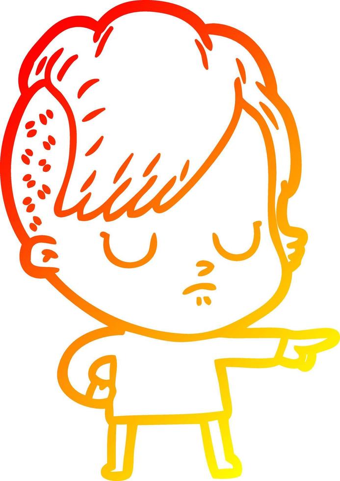 warm gradient line drawing cartoon woman vector