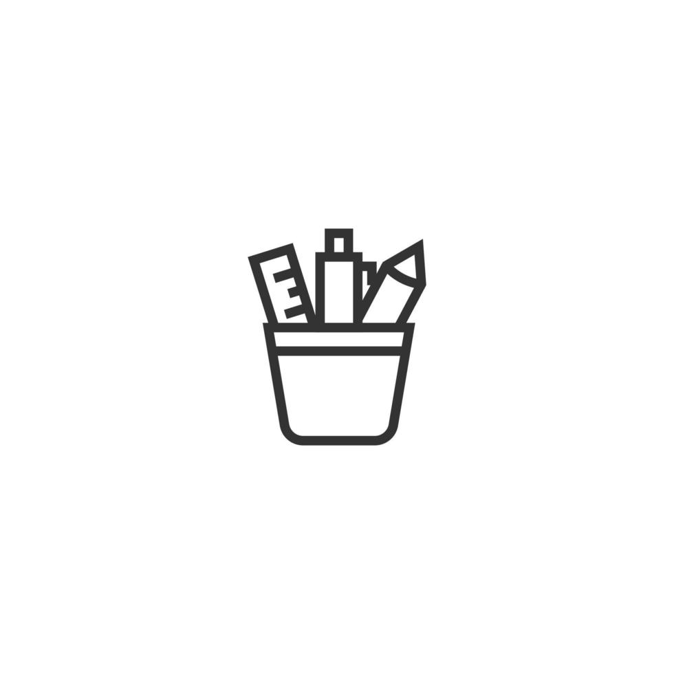 Pencil stand, stationery line icon. linear style sign for mobile concept and web design. Outline vector icon. Symbol, logo illustration. Vector graphic