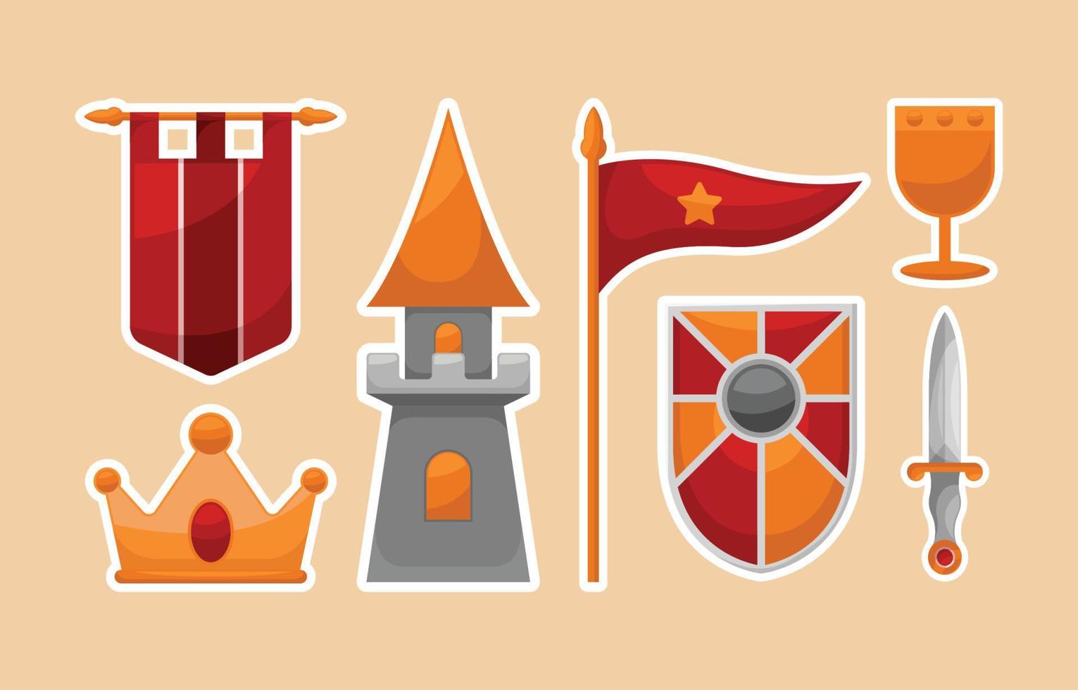 Medieval Object Stickers Pack vector