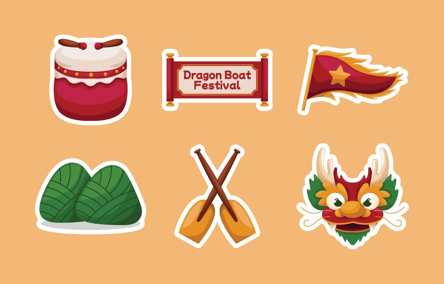 Dragon Boat Festival Stickers Collection vector