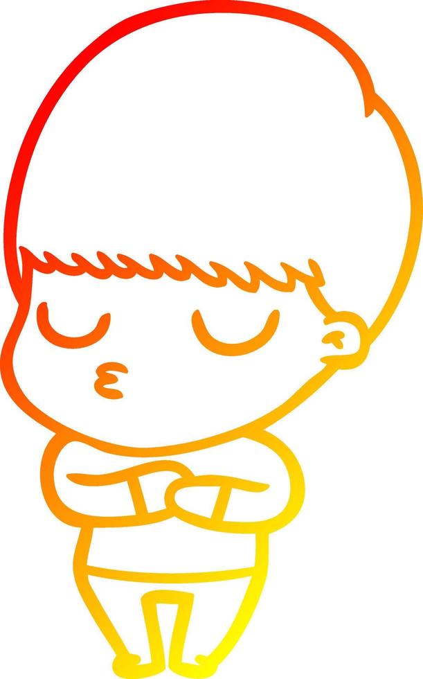 warm gradient line drawing cartoon calm boy vector
