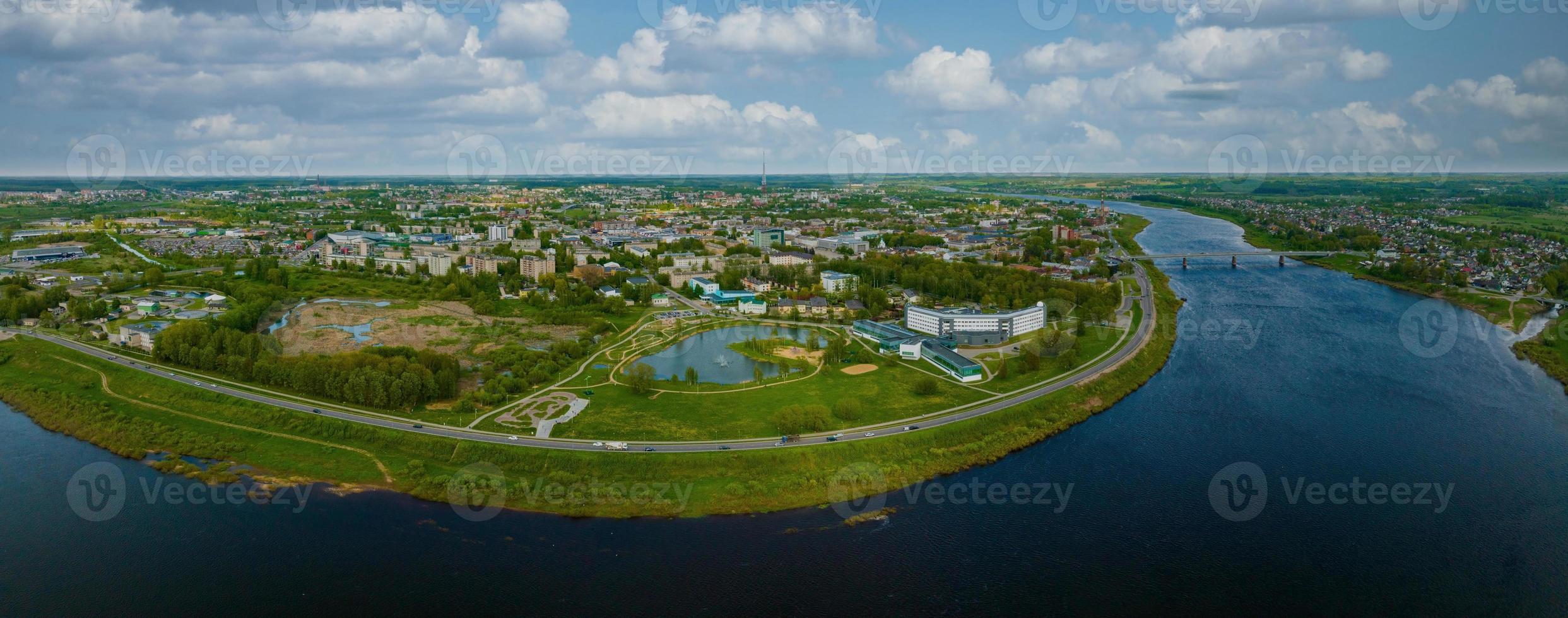 Beautiful aerial panoramic view shot of Daugavpils city photo
