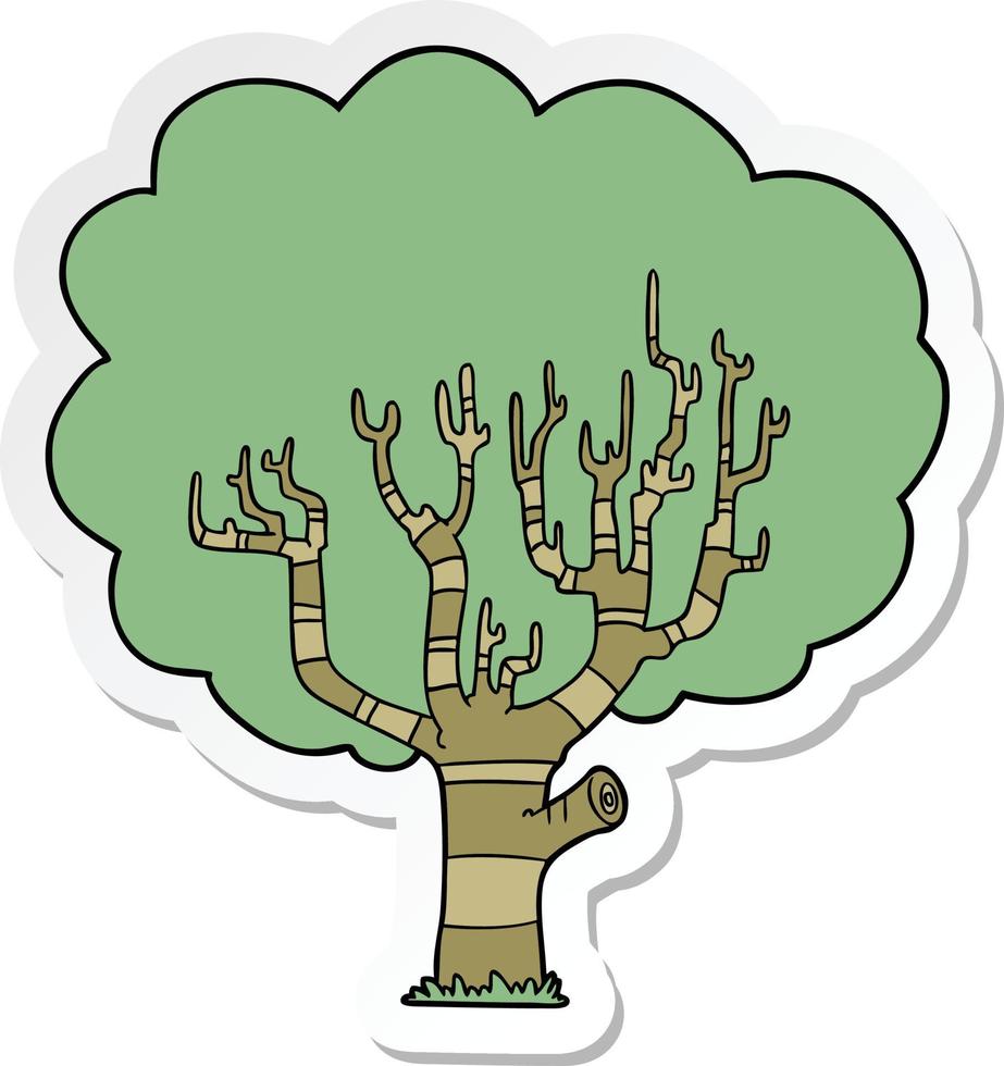sticker of a cartoon tree vector