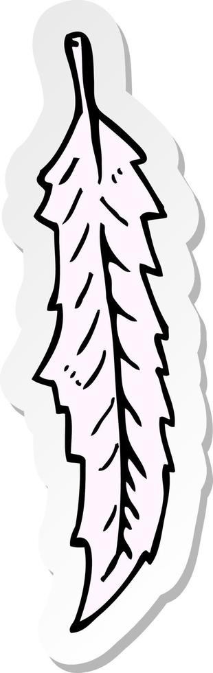 sticker of a cartoon feather vector