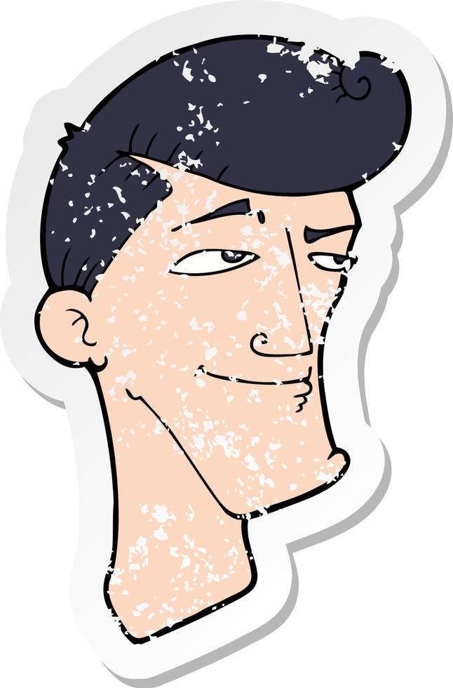 retro distressed sticker of a cartoon confident man vector