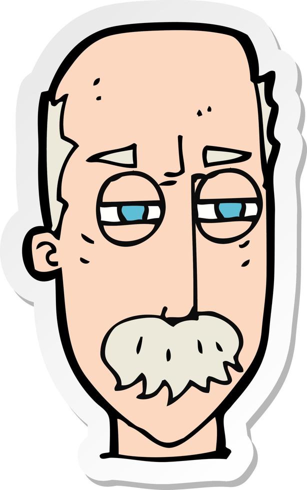sticker of a cartoon annoyed old man vector