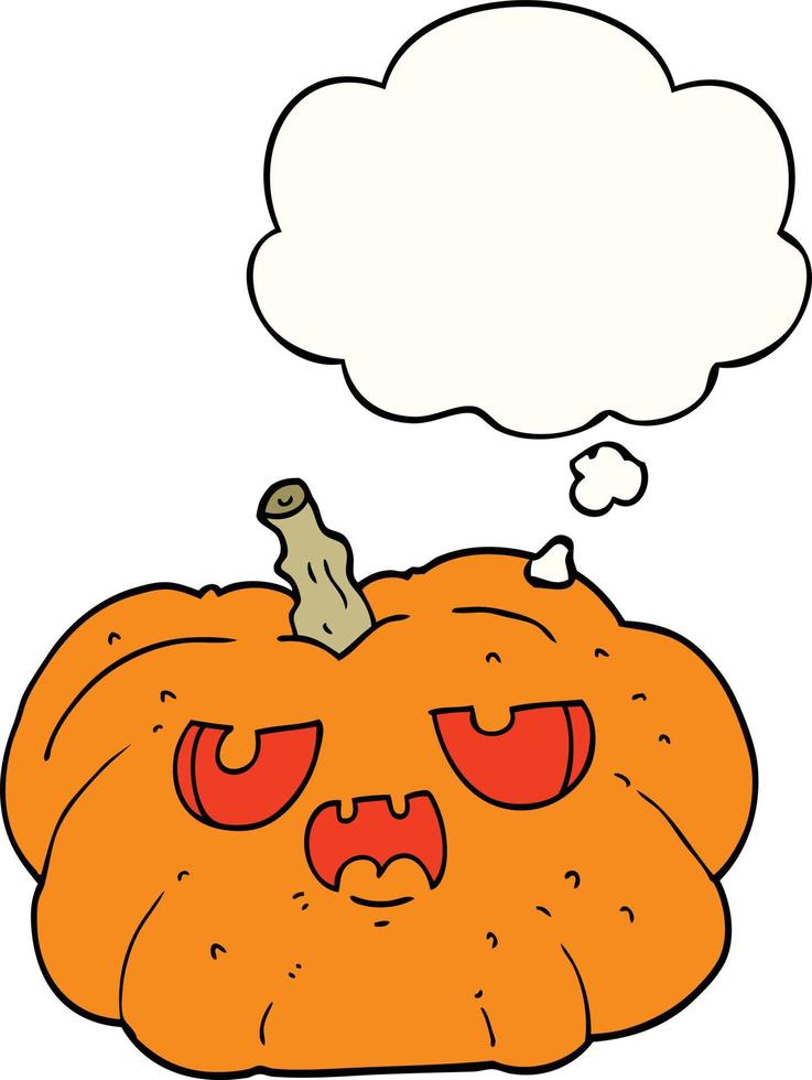 cartoon pumpkin and thought bubble vector