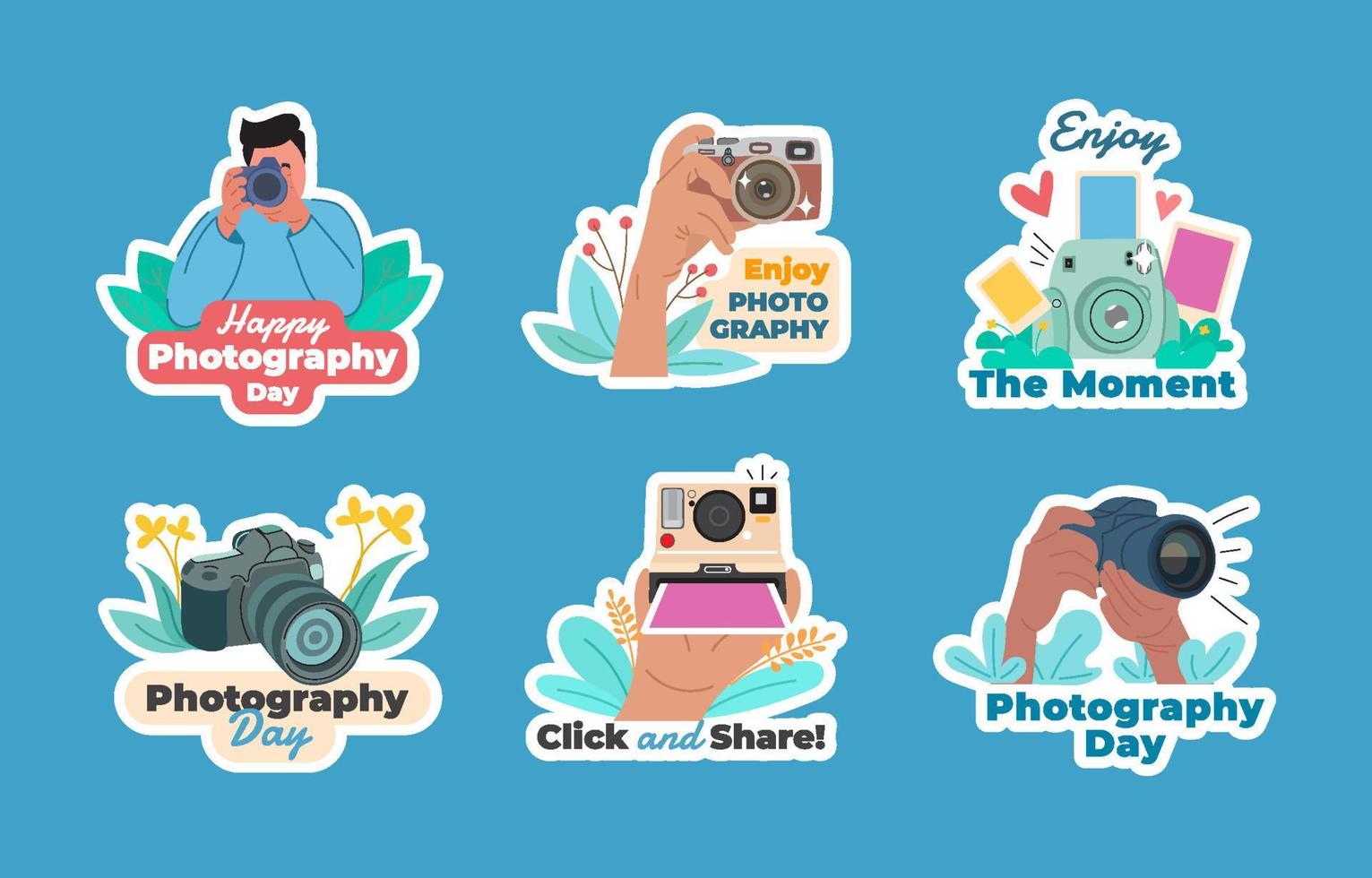 Photography Day Sticker collection vector