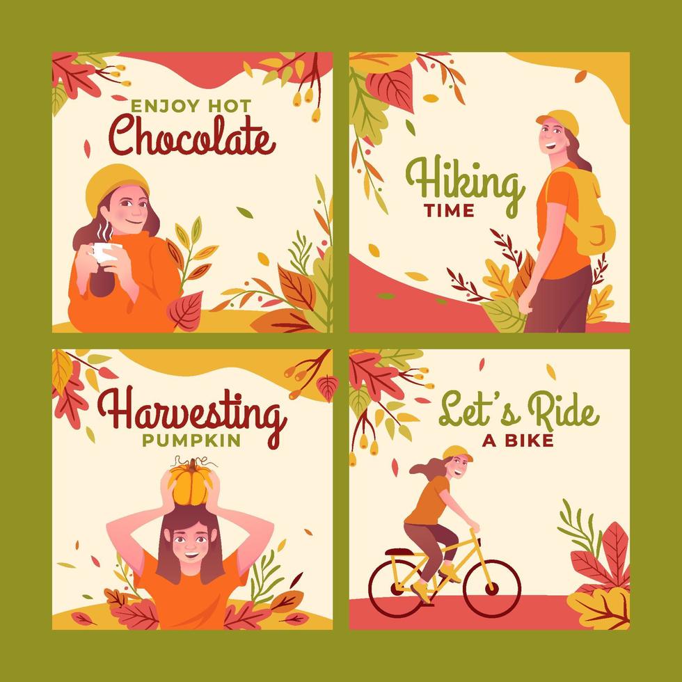 Fall Season Activity Social Media Templates vector