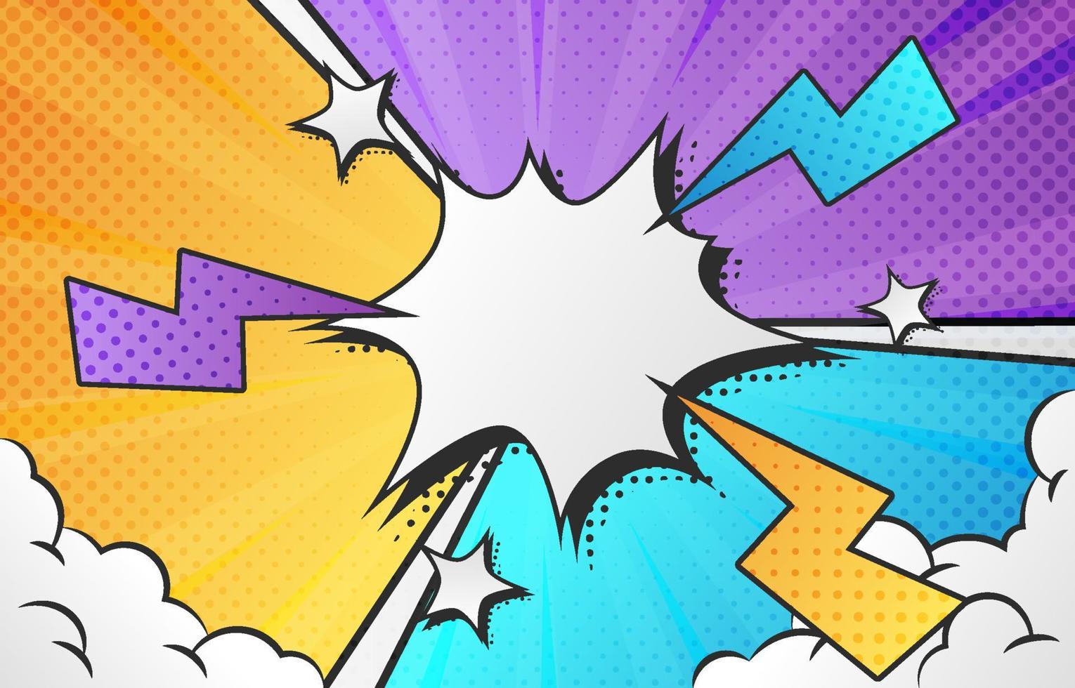 Gradient Pop Art with Cloud and Thunder Shapes vector