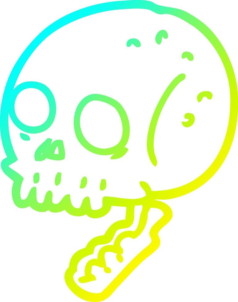 cold gradient line drawing cartoon spooky skull vector