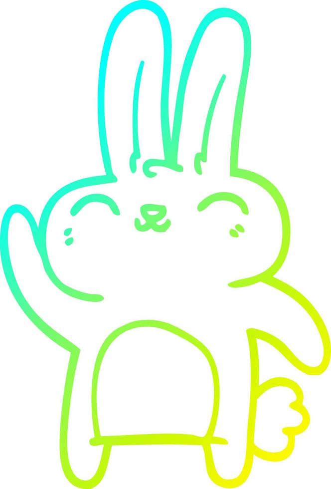 cold gradient line drawing cartoon happy rabbit vector