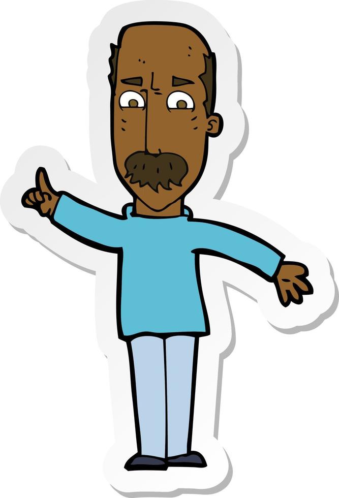 sticker of a cartoon man issuing stern warning vector