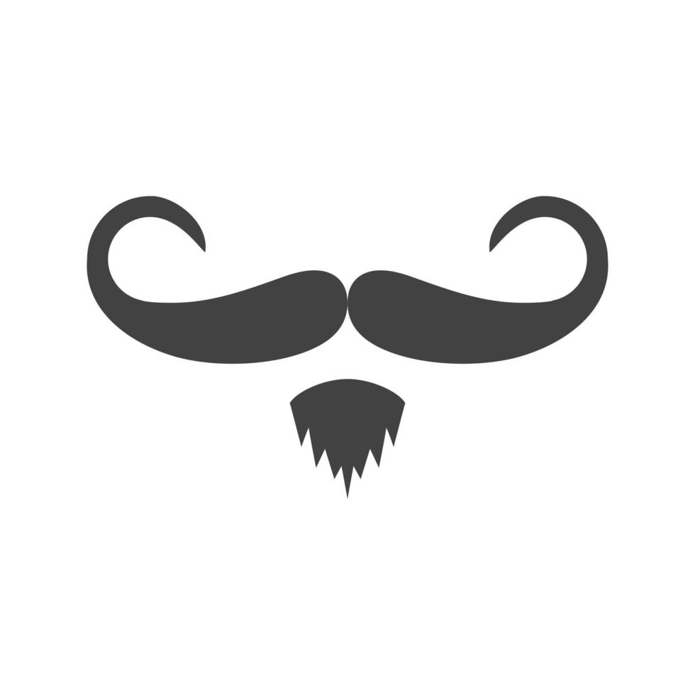 bigote i glifo icono negro vector