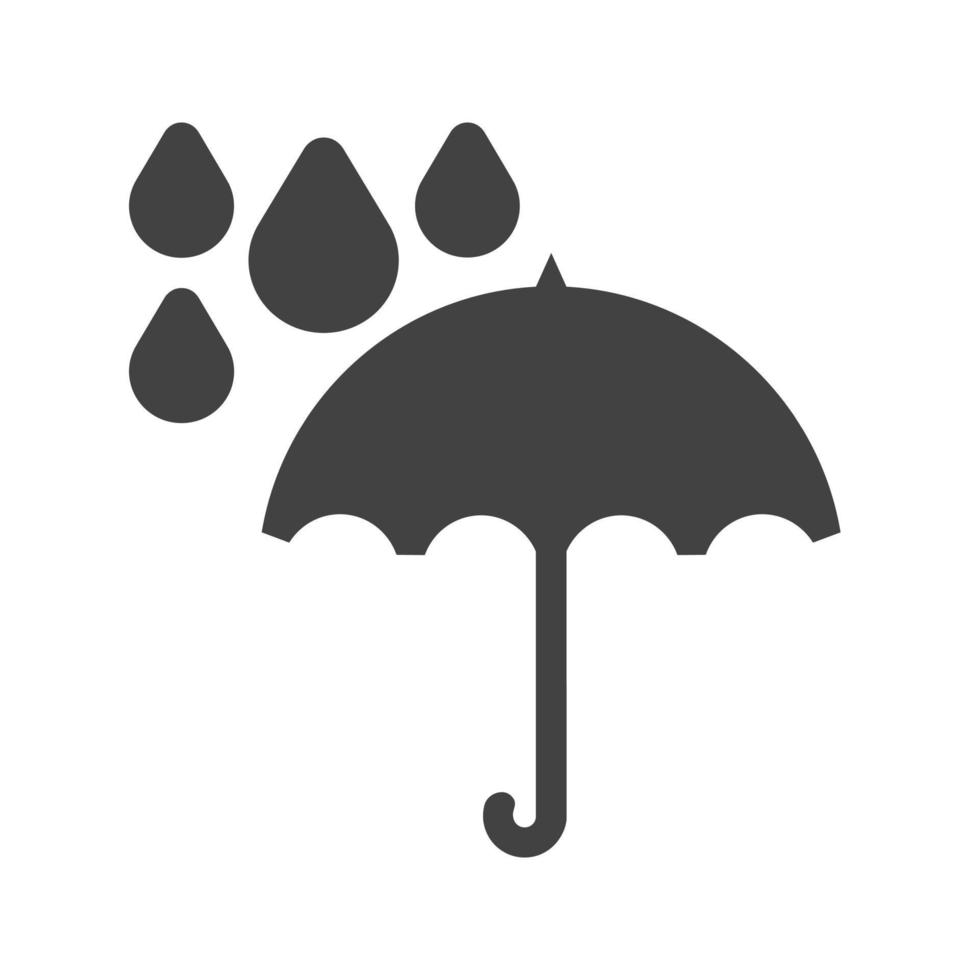 Umbrella with rain Glyph Black Icon vector