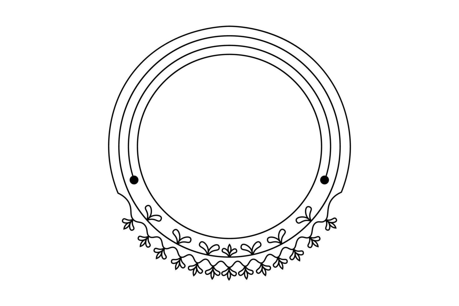 marco de círculo de flor de contorno, marco redondeado floral, vector libre