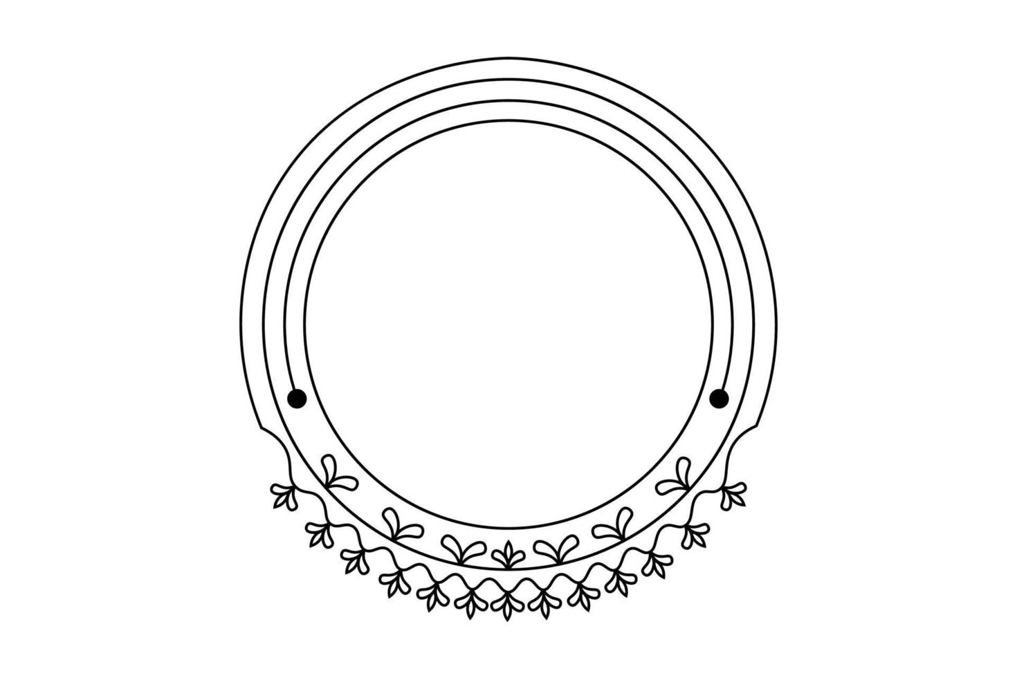 outline flower circle  frame, floral rounded frame, free vector