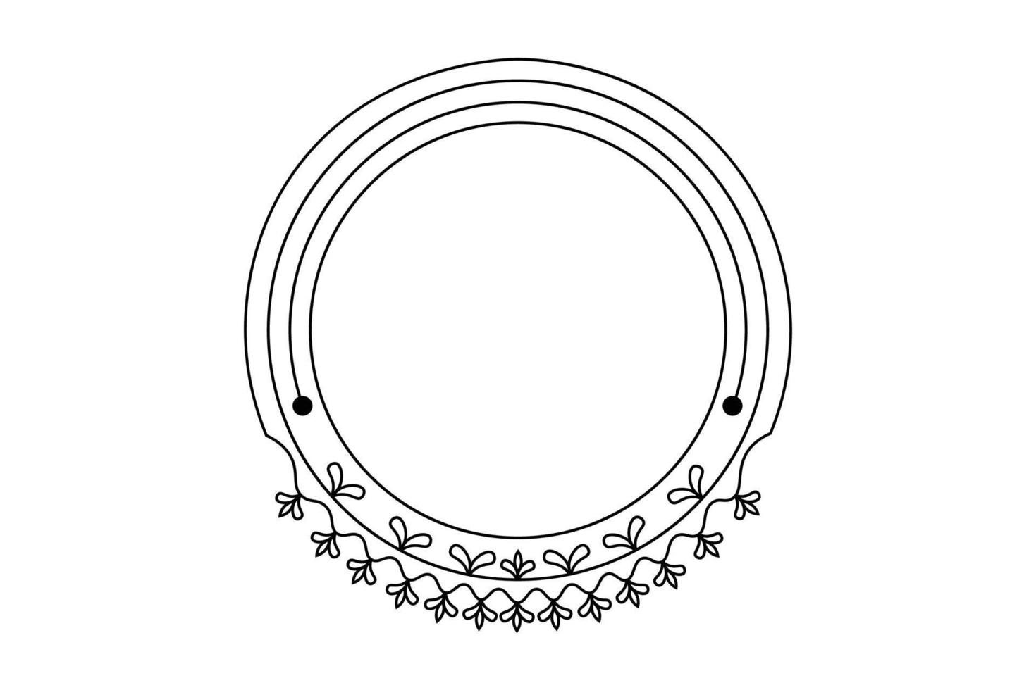 outline flower circle  frame, floral rounded frame, free vector