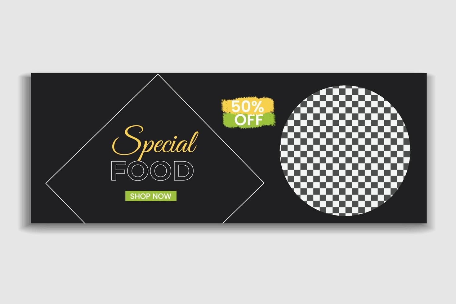 food social media cover template, restaurant food web banner design, social media template. free vector