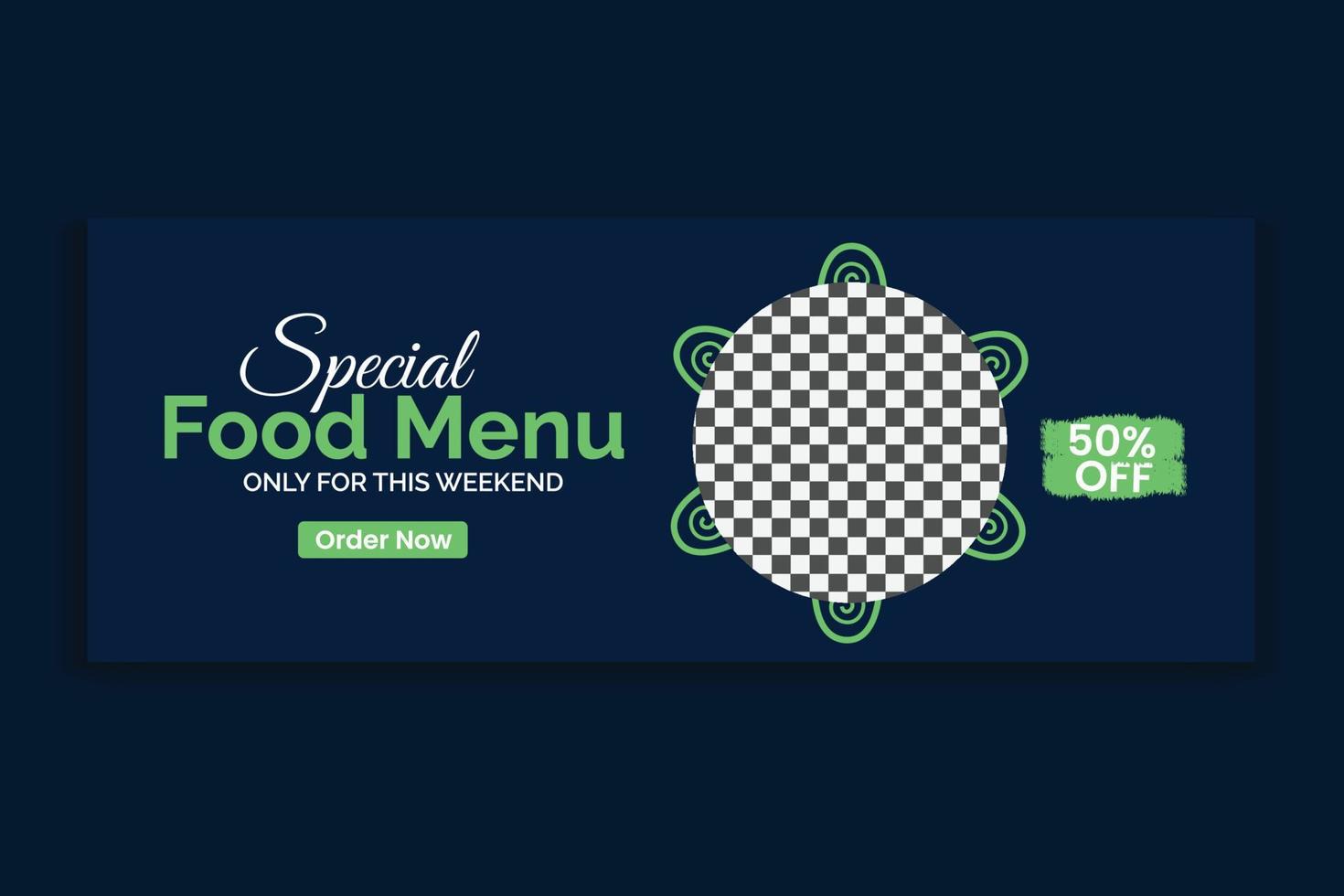 food social media cover template, restaurant food web banner design, social media template. free vector