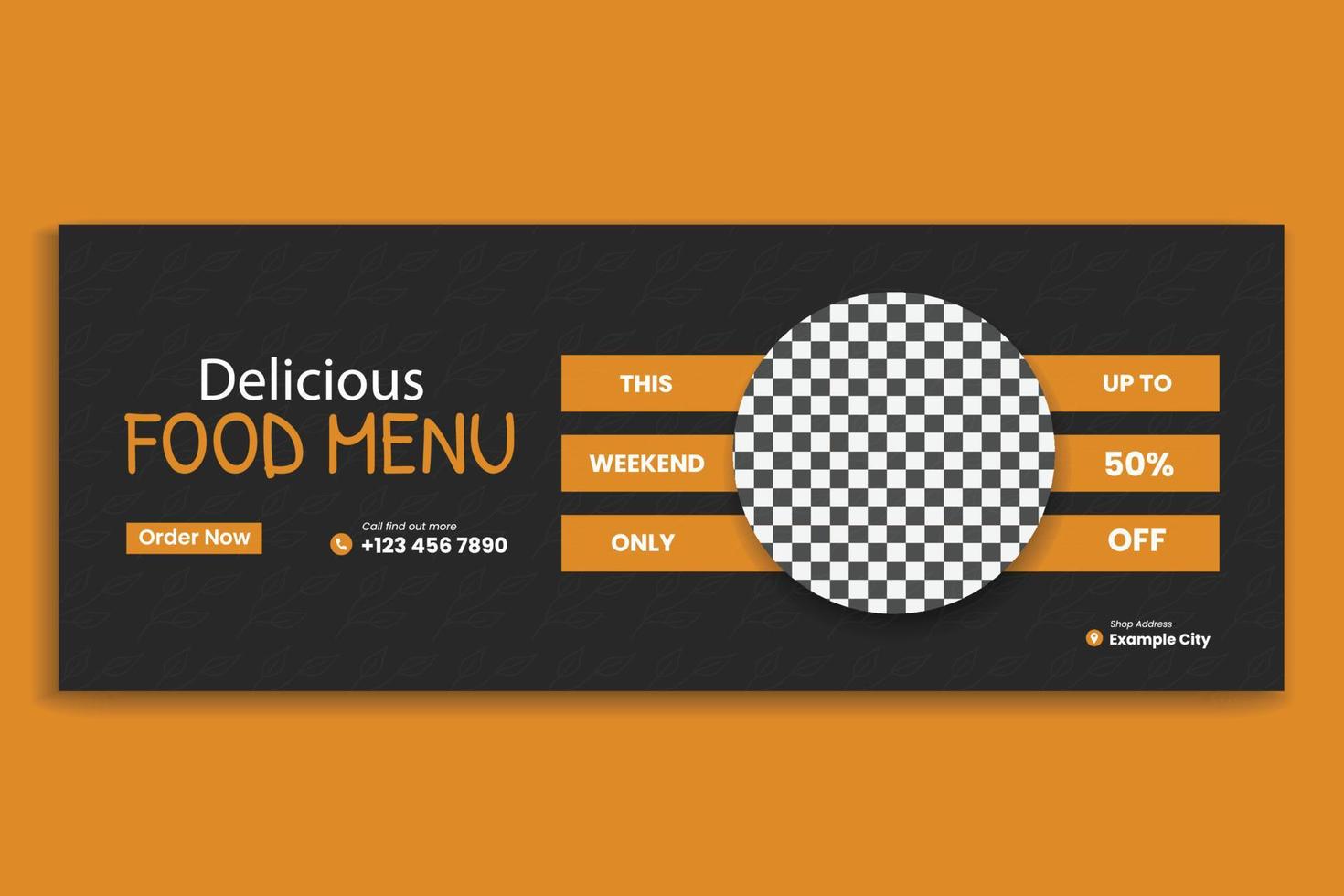 food social media cover template, restaurant food web banner design, social media template. free vector