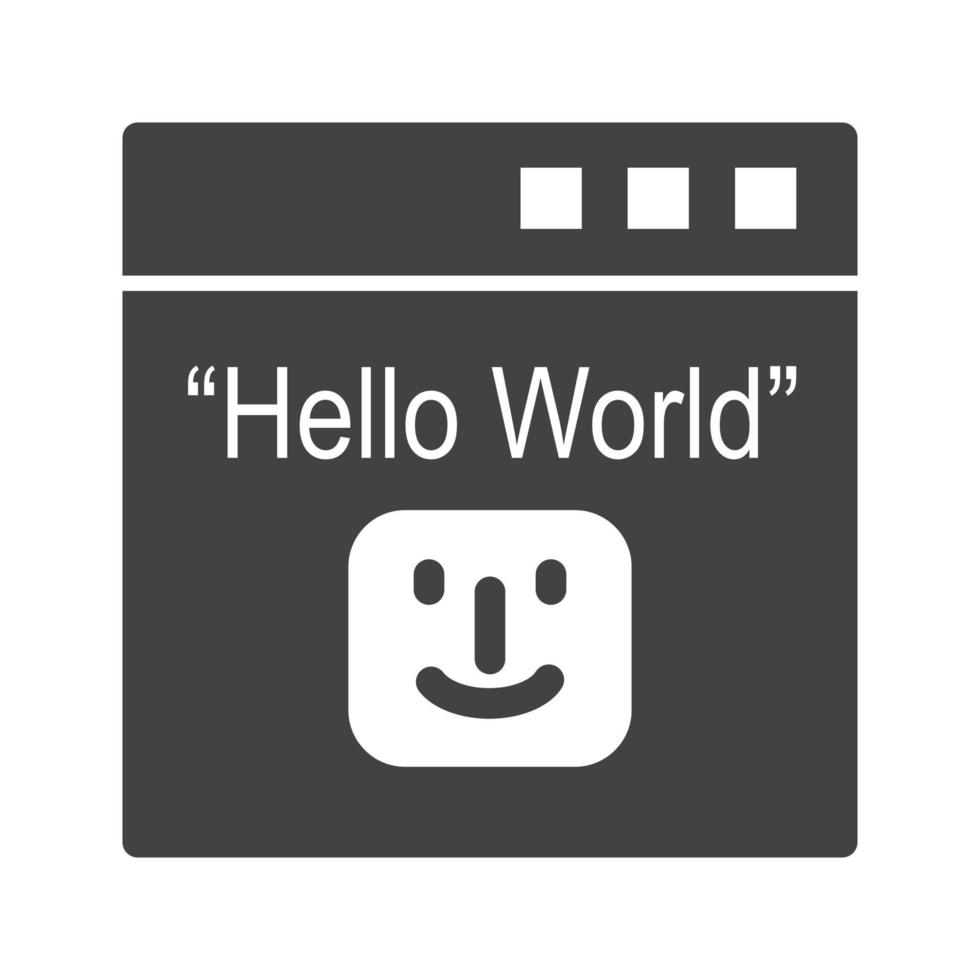 Hello World Program Glyph Black Icon vector