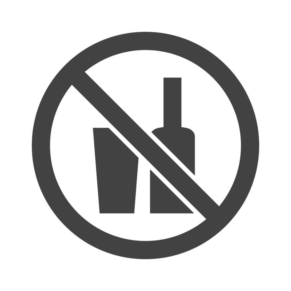 No Drinks Glyph Black Icon vector