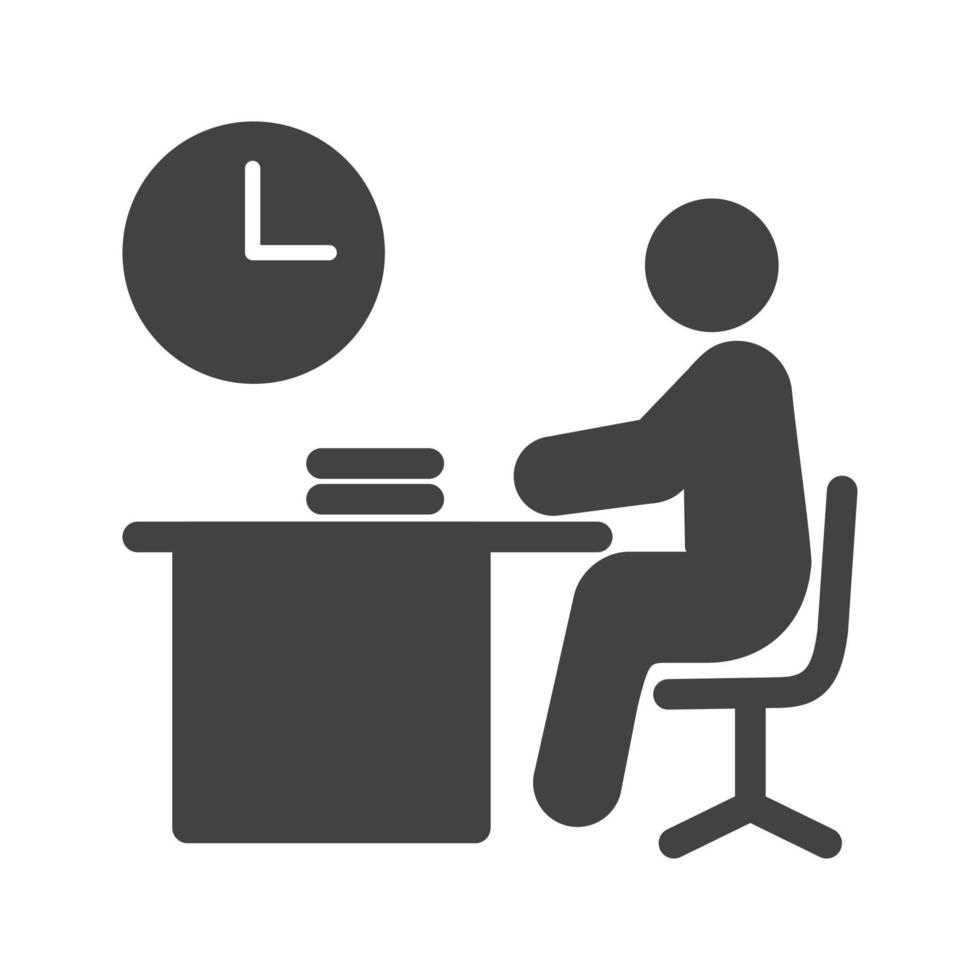 Working Late Glyph Black Icon vector