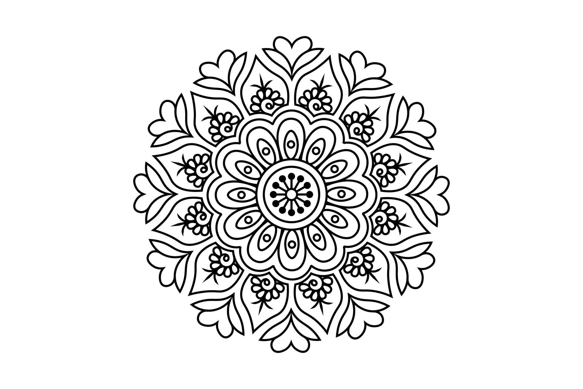 hand drawing mandala, outline mandala design, free vector 8302036