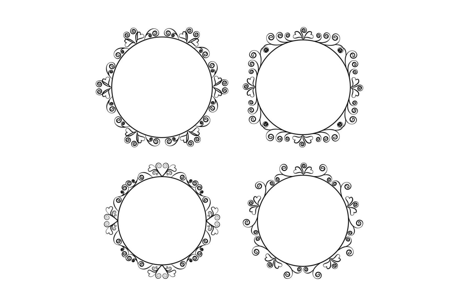 floral hand drawing  circle frame set, flower frame set,  free vector