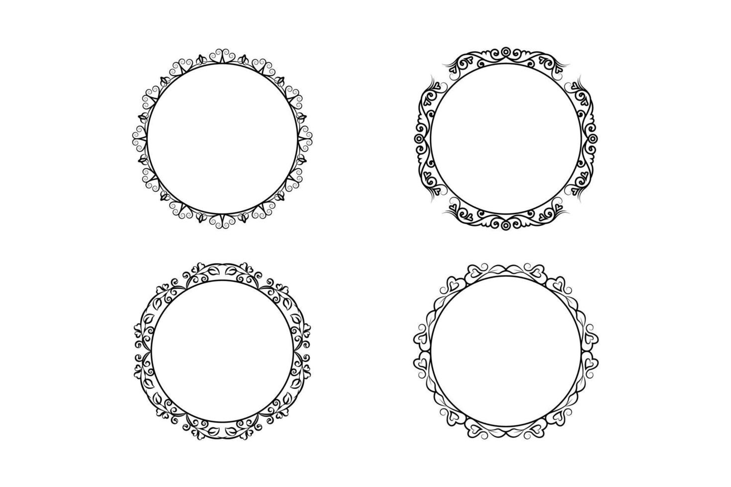 floral hand drawing  circle frame set, flower frame set,  free vector