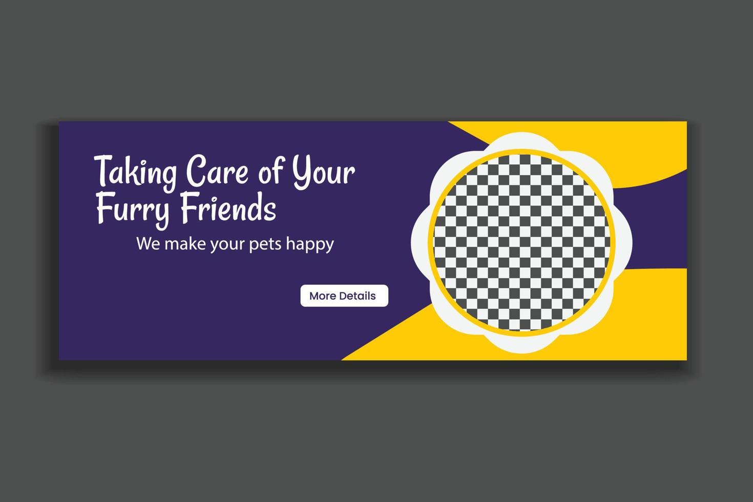 pet social media cover template,  web banner design, social media template, free vector