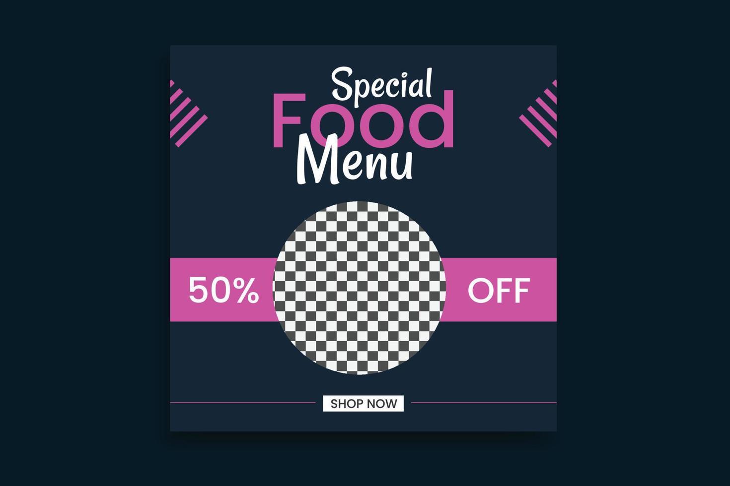 food social media template, restaurant food menu design, web banner, social media post vector