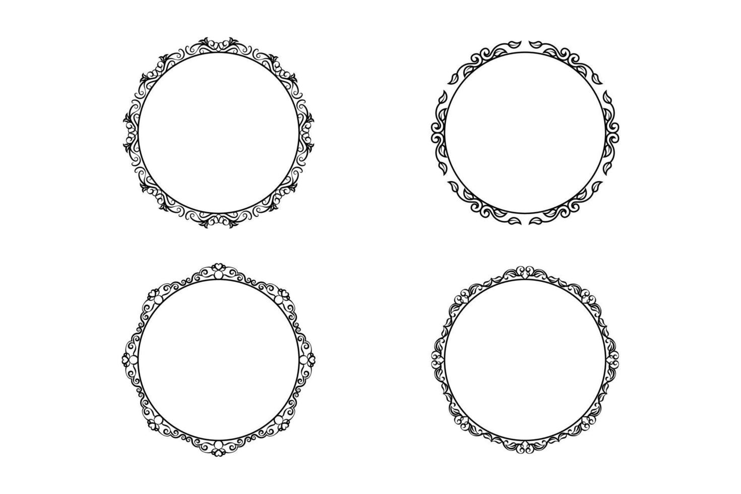 floral hand drawing  circle frame set, flower frame set,  free vector