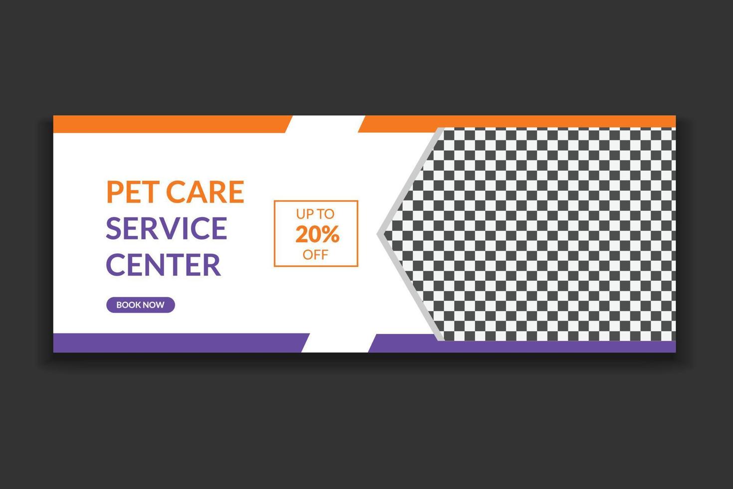 pet social media cover template,  web banner design, social media template, free vector
