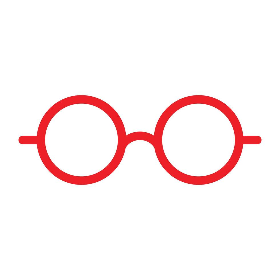 eps10 red vector round eyeglasses icon or logo in simple flat trendy modern style isolated on white background