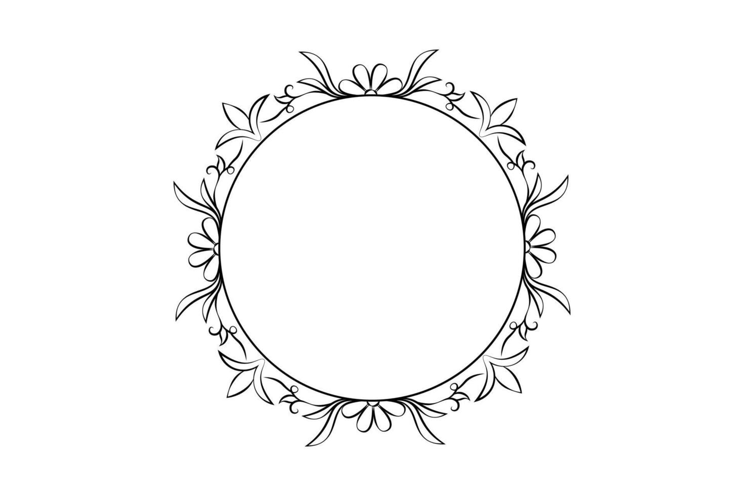 outline flower circle  frame, floral rounded frame, free vector
