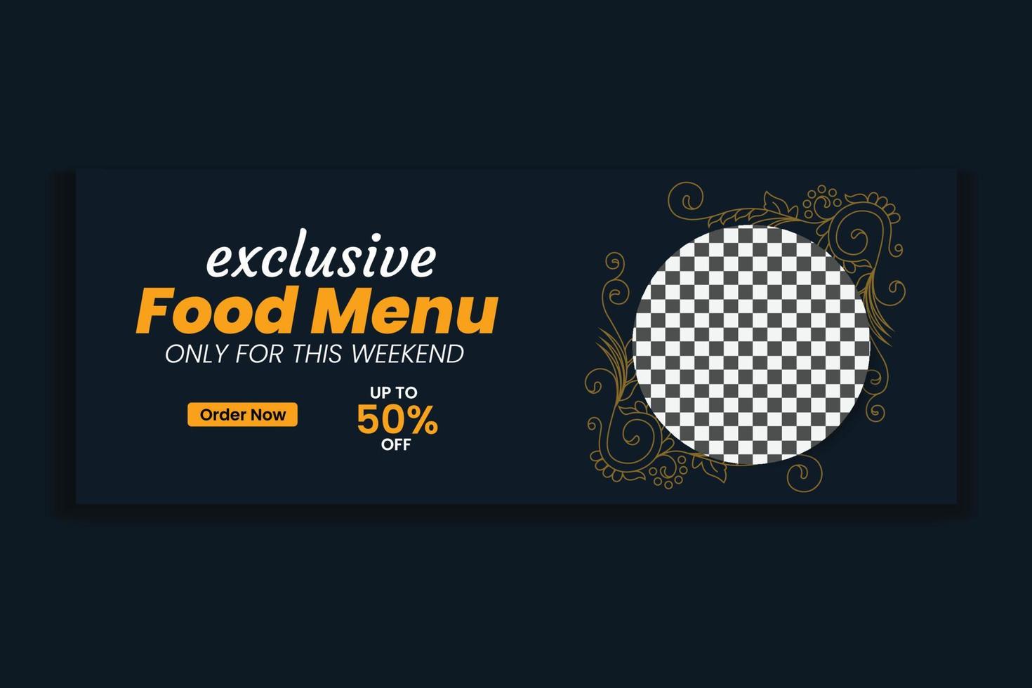 food social media cover template, restaurant food web banner design, social media template. free vector