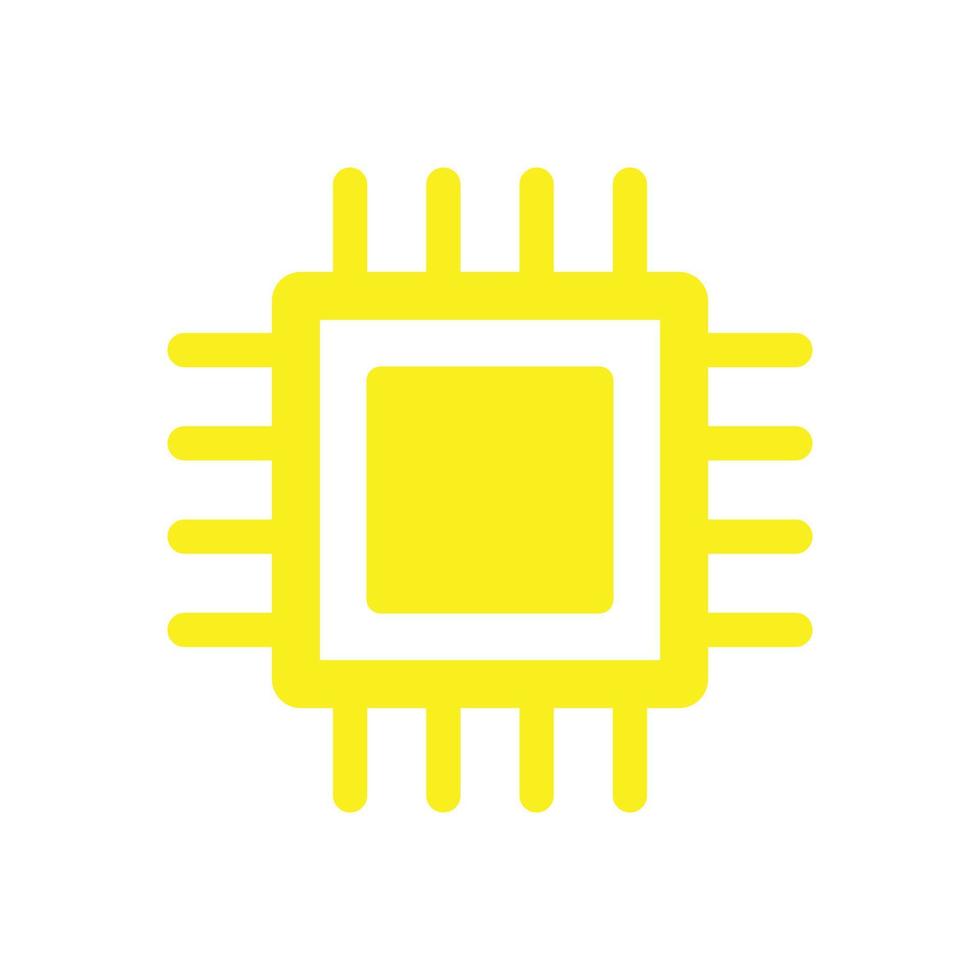 eps10 icono de chip de vector amarillo o logotipo en un estilo moderno plano simple aislado en fondo blanco
