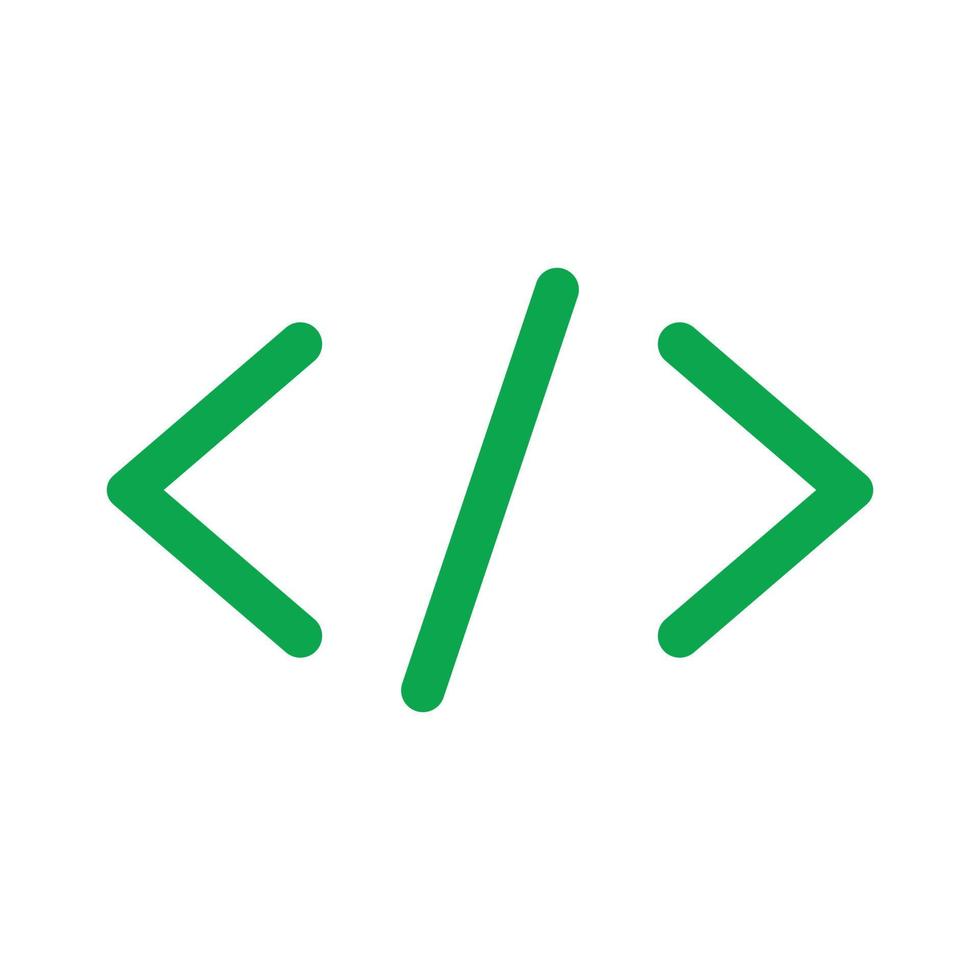 eps10 icono de arte de línea de código vectorial verde o logotipo en estilo moderno plano simple aislado en fondo blanco vector