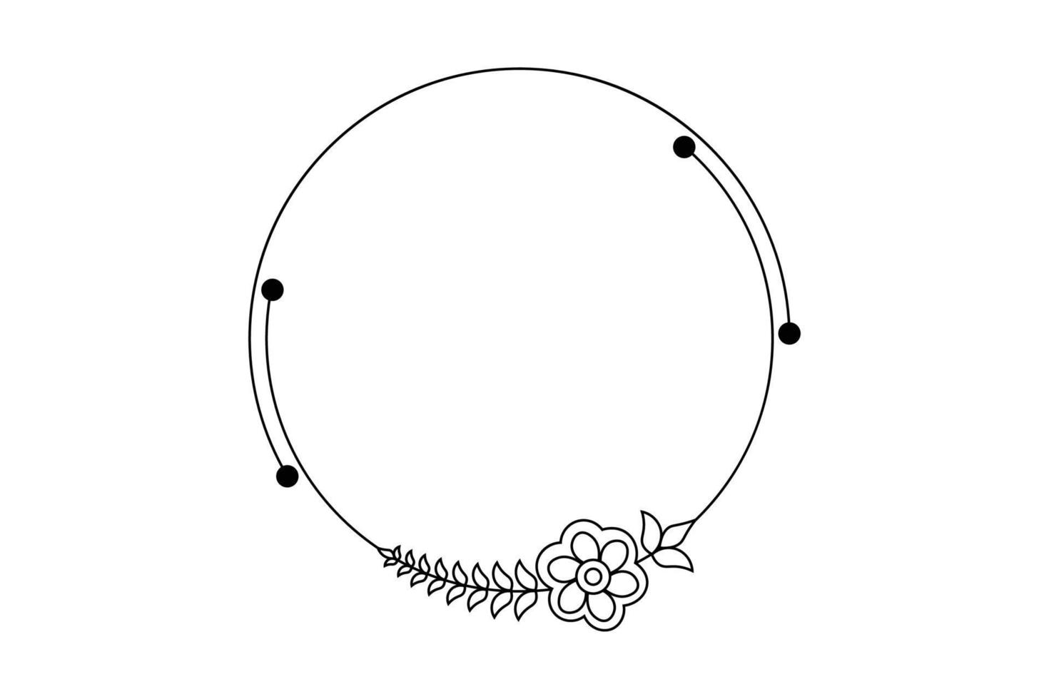 outline flower circle  frame, floral rounded frame, free vector