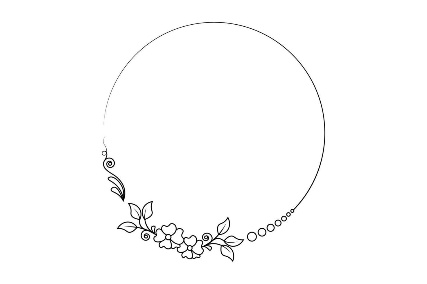 outline flower circle  frame, floral rounded frame, free vector