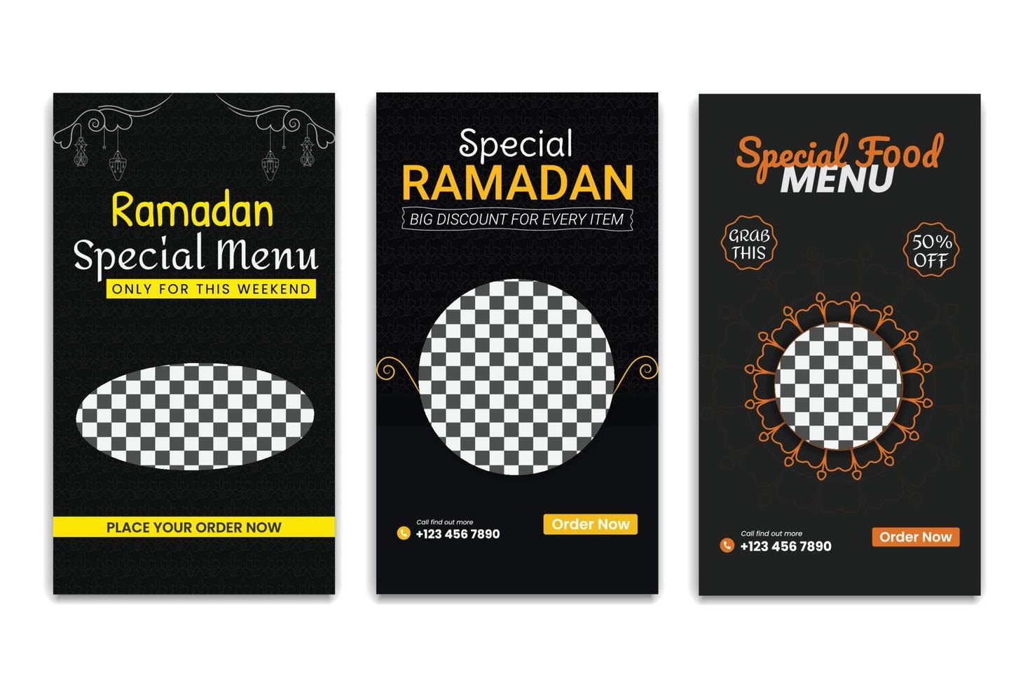 food social media stories template design vector
