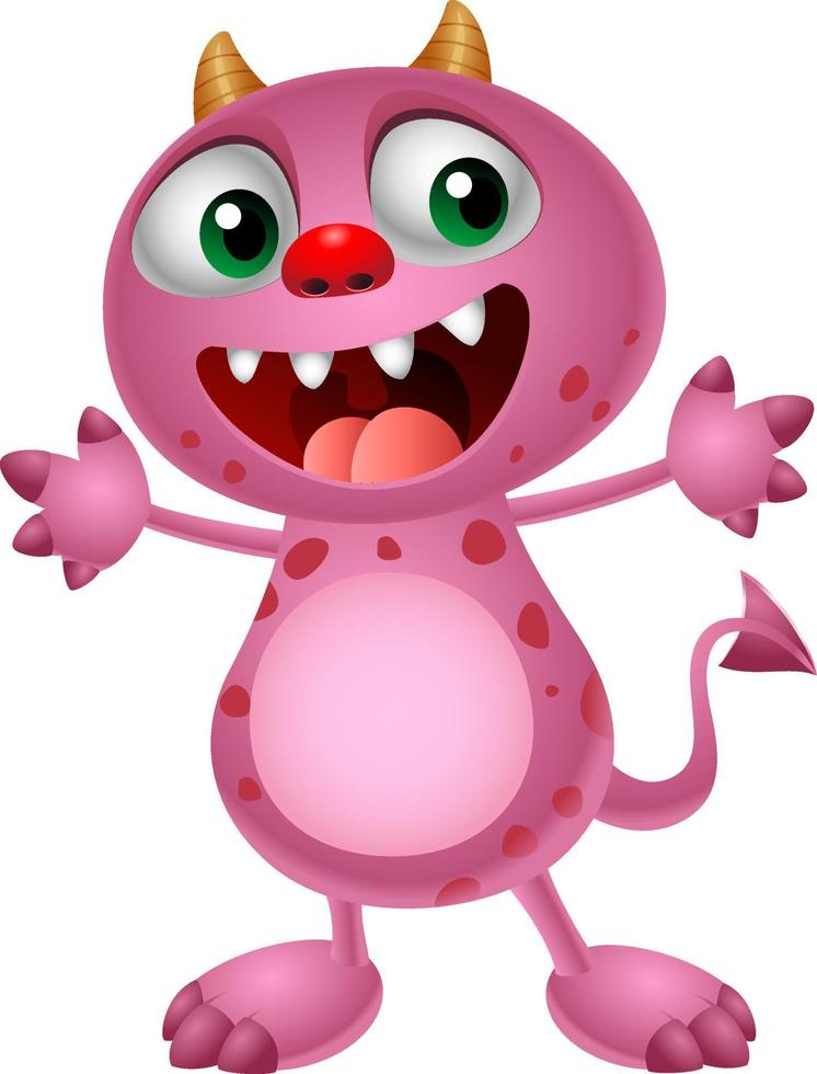 Cute cartoon pink monster vector