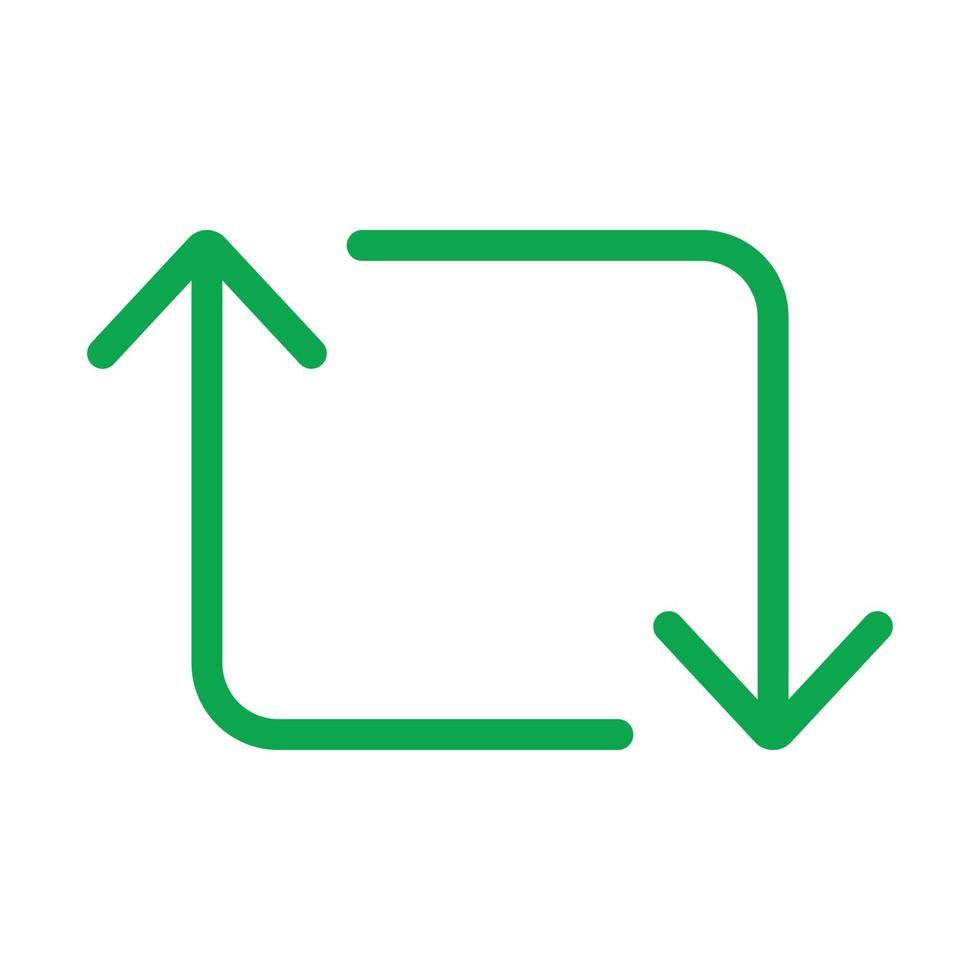 eps10 icono de flechas de retweet de vector verde o logotipo en un estilo moderno plano simple aislado en fondo blanco
